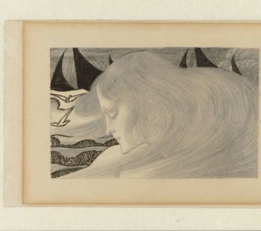 Young woman with wavy hair before a sea with ships
