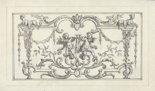 Panel filling with putti carrying dead hares
