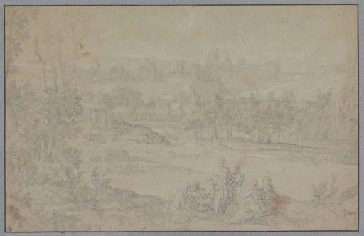 Landscape with group of figures in the foreground