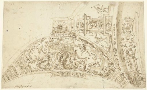 Design for the painting of a vault with figures, putti, animals and ornaments