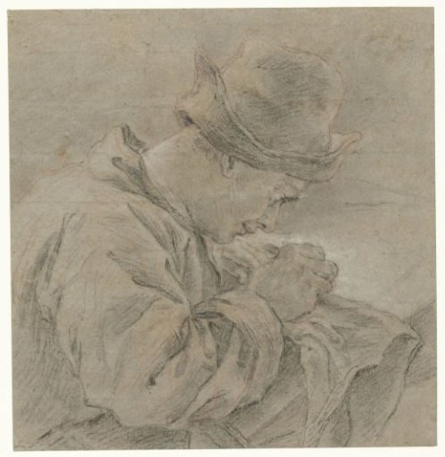 Draughtsman at work, seen from the side