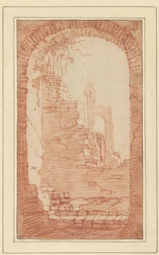 View through a Vaulted Opening of Roman Ruins