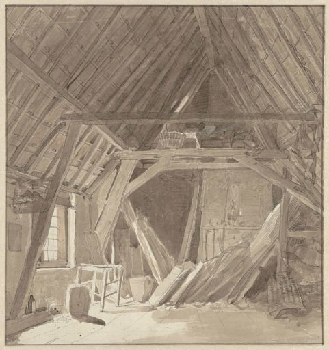 Interior of a high attic room
