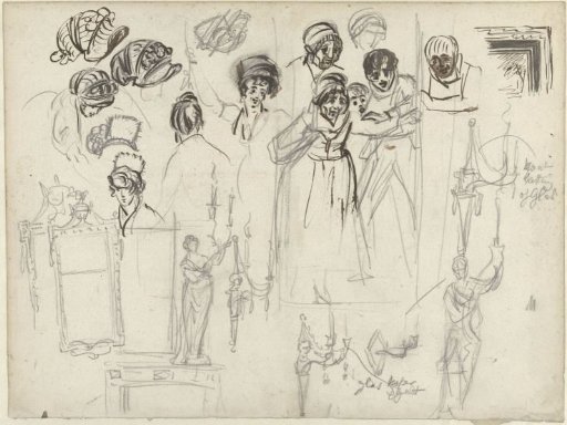 Studies of figures, lamps and mirrors