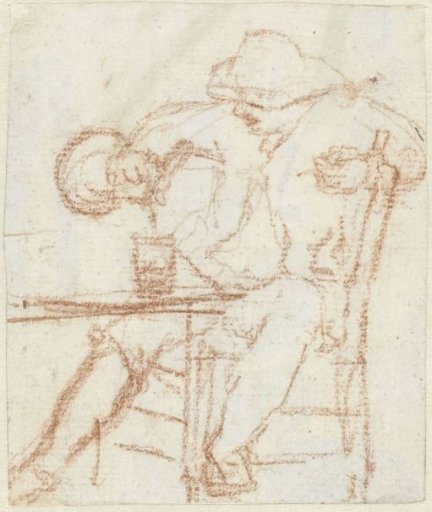 Seated man pouring a glass