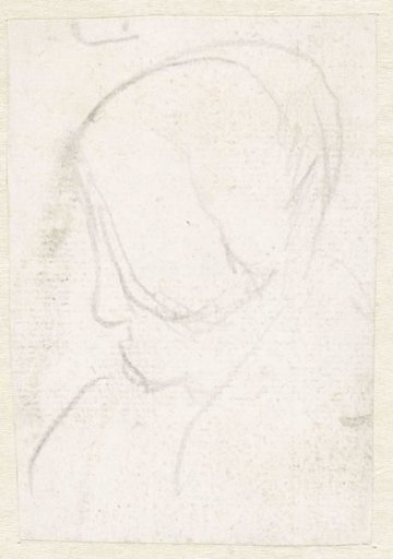 Woman's head with cap, in profile