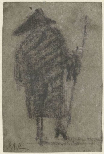 Standing man, seen from the back