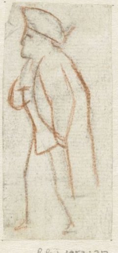 Walking man, to the left, seen from the side