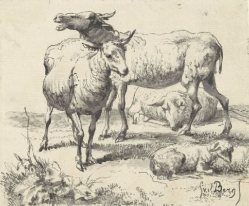 Three sheep and a lamb