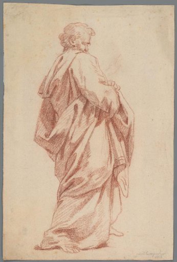 Study of a model draped in a long mantle