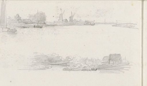 River Landscape with Mills and Ships