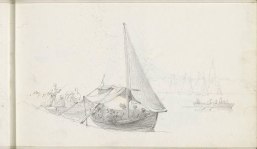 Figures in Rowing Boats and a Sailing Boat