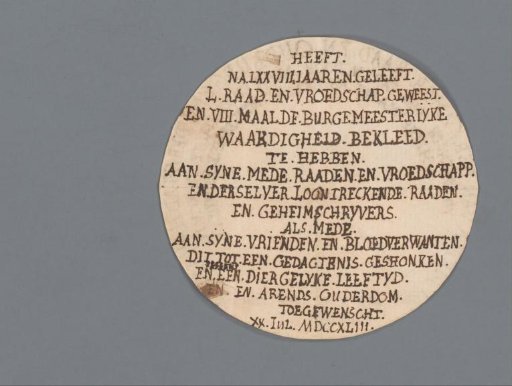 Design for a historical medal for the council, aldermen and former mayor of Haarlem Pieter van der Camer
