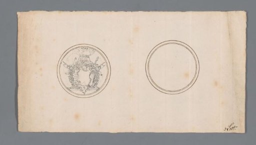 Design for a historical medal with coat of arms and fasces