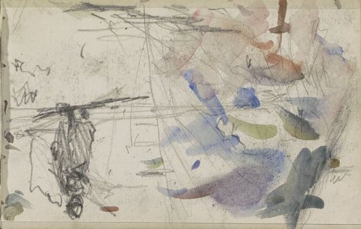Landscape with a standing girl in traditional dress