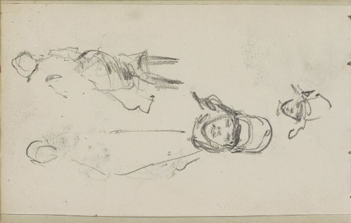 Study sheet, including heads with traditional caps