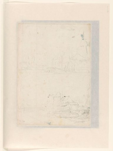 Two sketches with buildings