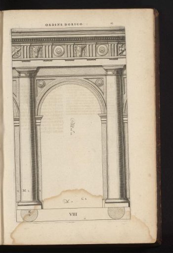 Doric columns with arch and foundation