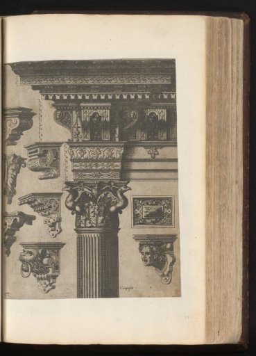 Composite capital, a metope and seven consoles