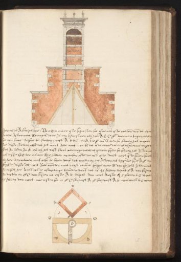 Wall with chimney and overhead view with quadrant