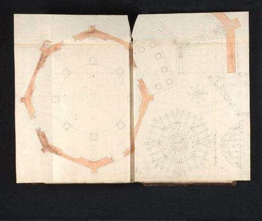 Plan of the Marekerk in Leiden with details of the walls and dome