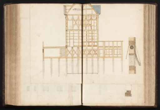 Cross-Section or Side View of the Skeleton of a Blockhouse in the Amstel