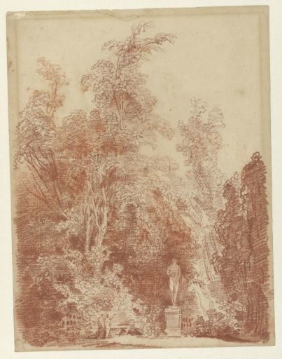 View in a park with a statue of Venus
