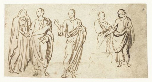 Five Figures in Togas Taking Leave