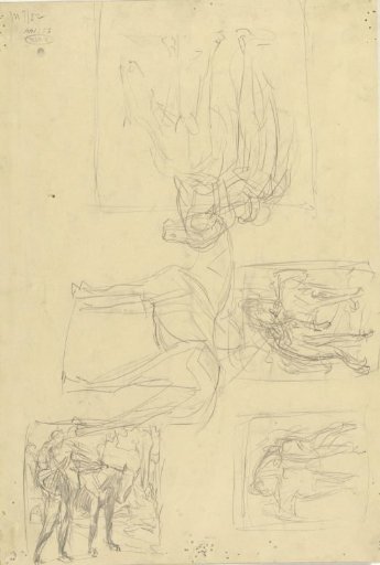 Sketches of a horse and the Good Samaritan