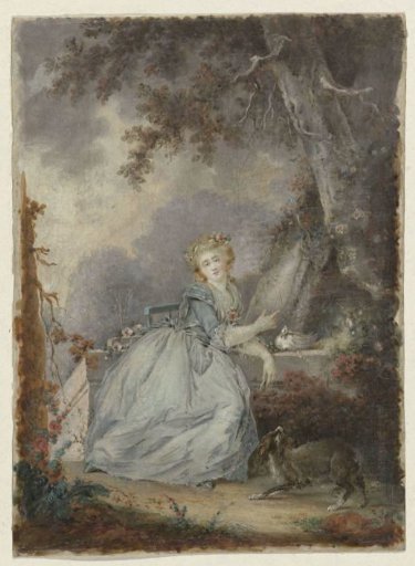 Young lady by a stone balustrade