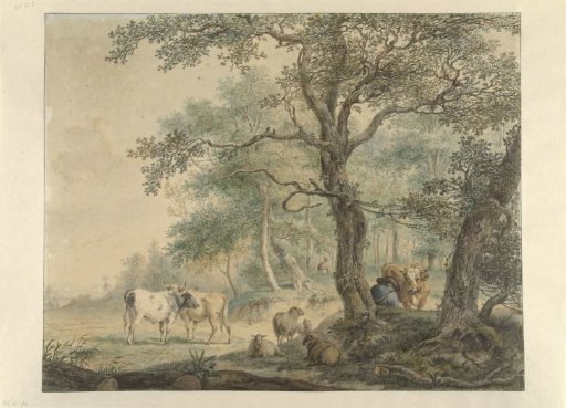 Landscape with two shepherds with cattle