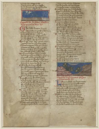 Fragment of Cecco d'Ascoli, L'acerba (Book I, chapters vii-viii)