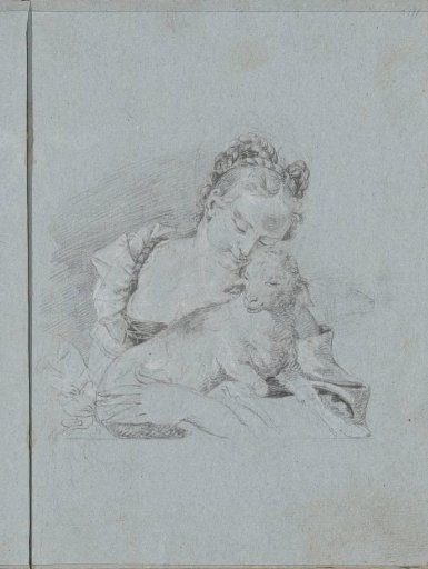 Shepherdess with a lamb