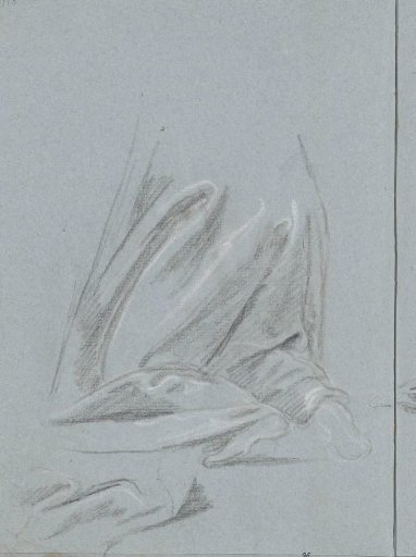 Drapery over the lower body of a kneeling figure