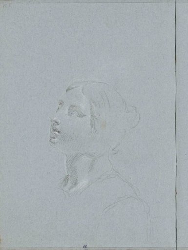 Head of a woman with hair raised