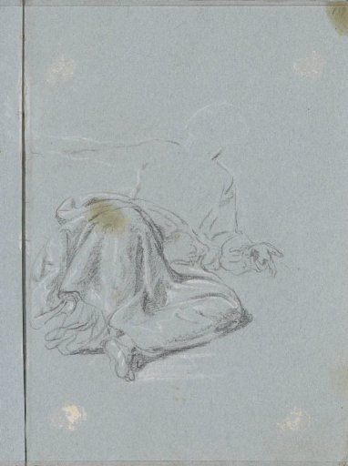 Seated figure with drapery around the legs