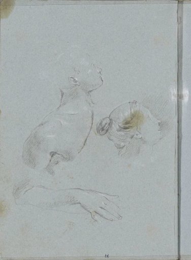 Shoulder and arm and a head of a woman