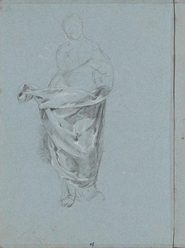 Half-nude standing woman with drapery
