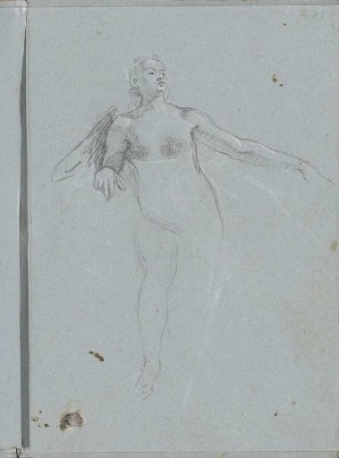 Winged nude woman