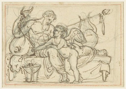 Design for a relief with Amor and a reclining figure of Anacreon