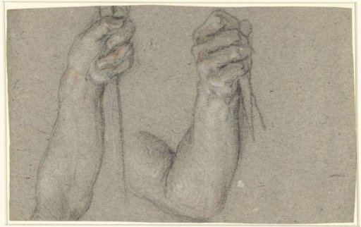 Study sheet with two hands on a staff