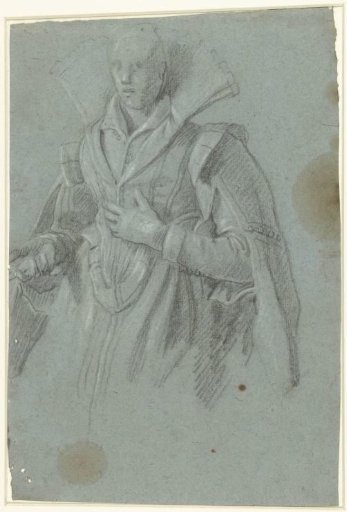 Portrait of a woman with a high standing collar
