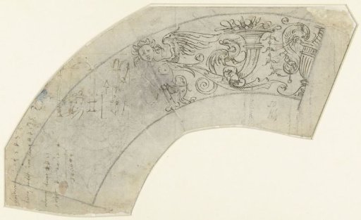 Fragment van een schetsblad met ontwerpen van interieurs