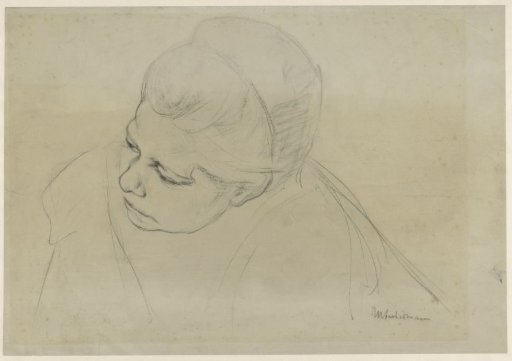 Study of a female figure leaning forward