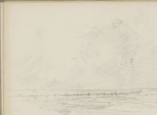 Seaside View with a Sailing Boat at a Pier