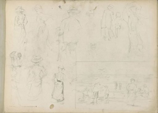 Seashore with figures at the waterline