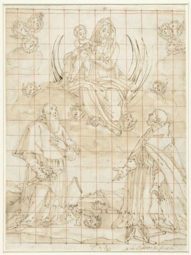 Madonna venerated by two saints