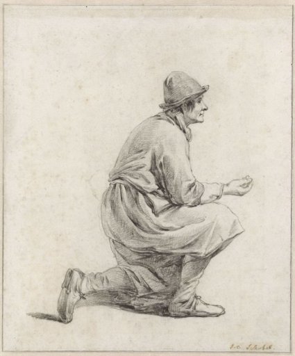 Kneeling man, in profile