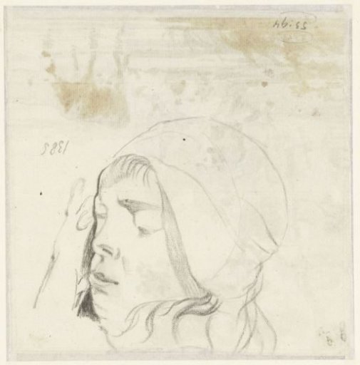Head of a sleeping child with a cap