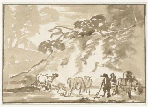 Landscape with cows and a shepherd